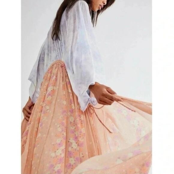Free People Know Me maxi top blouse duster dress cover up long length M medium - Picture 4 of 14